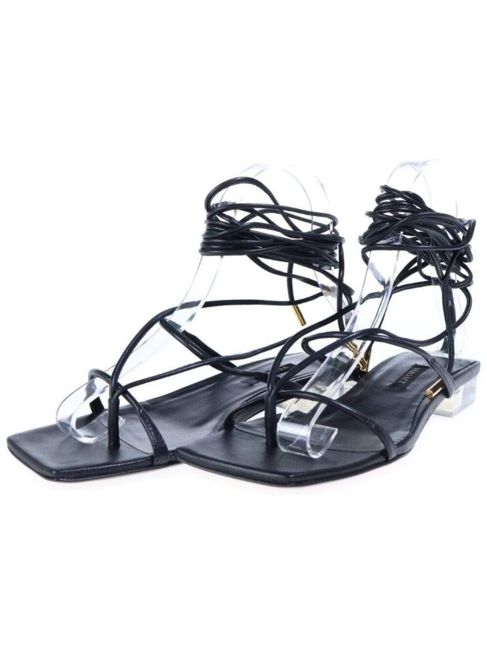 Versace Lace-up Sandals Leather Black